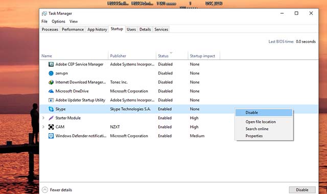 Task manager - Disable Startup Programs