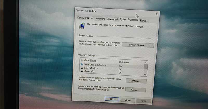 Create a System Restore point in Windows 10