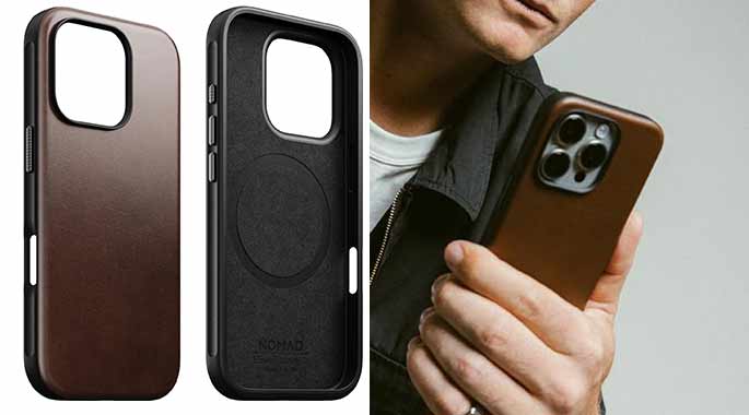 Nomad Rugged Leather Cases for iPhone 16 Pro